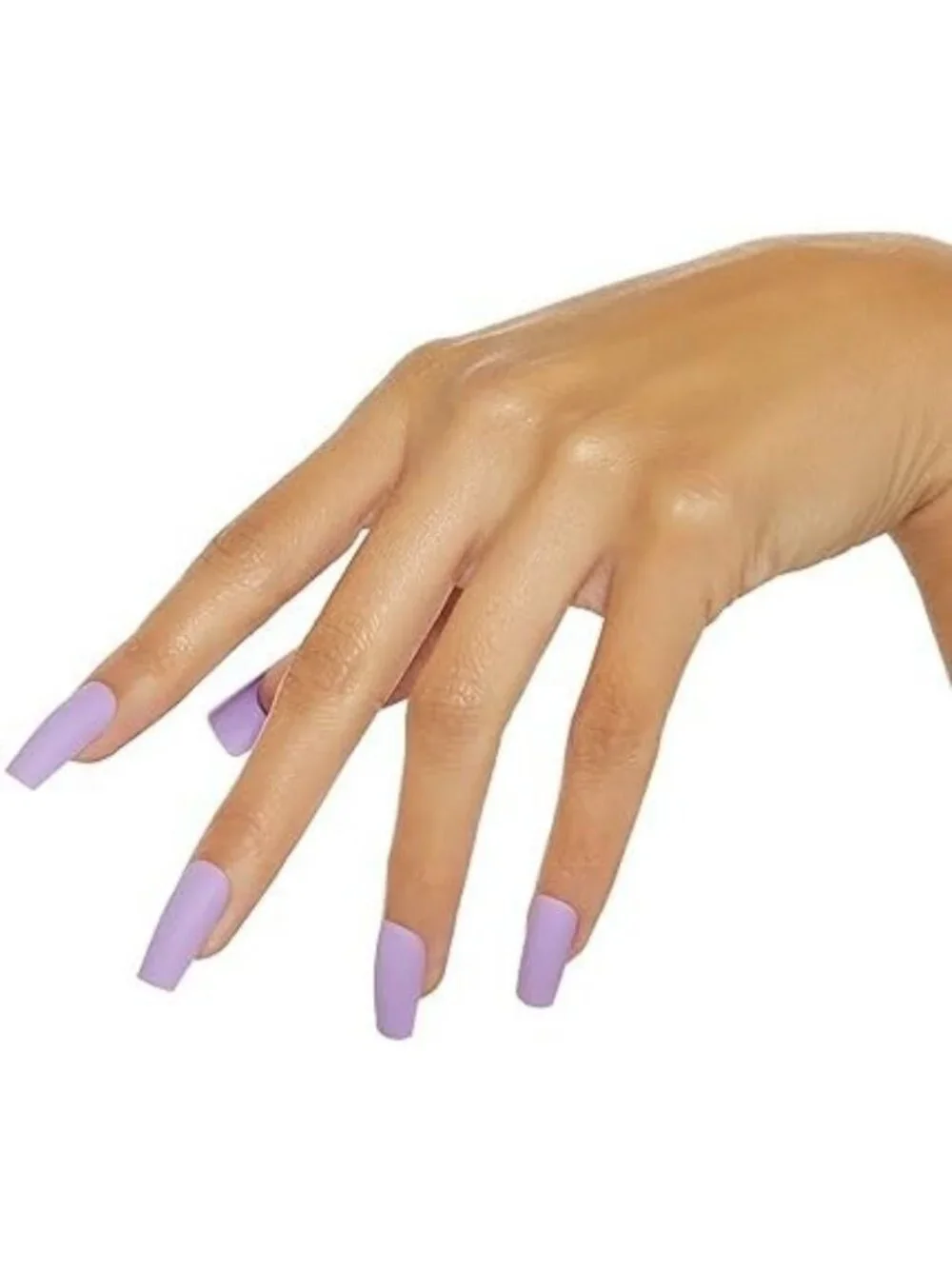 Purple Long Square Press-On Nails Set with Glue, File & Manicure Stick - 28